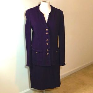 St. John PRISTINE 2-Piece Purple Woven Suit with Jacket and Pencil Skirt